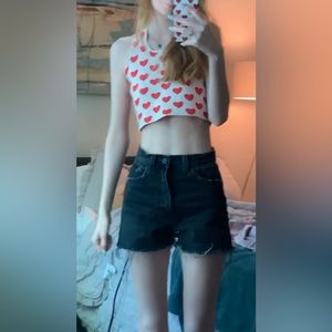 XS PRINCESS POLLY RED HEARTS HALTER TOP